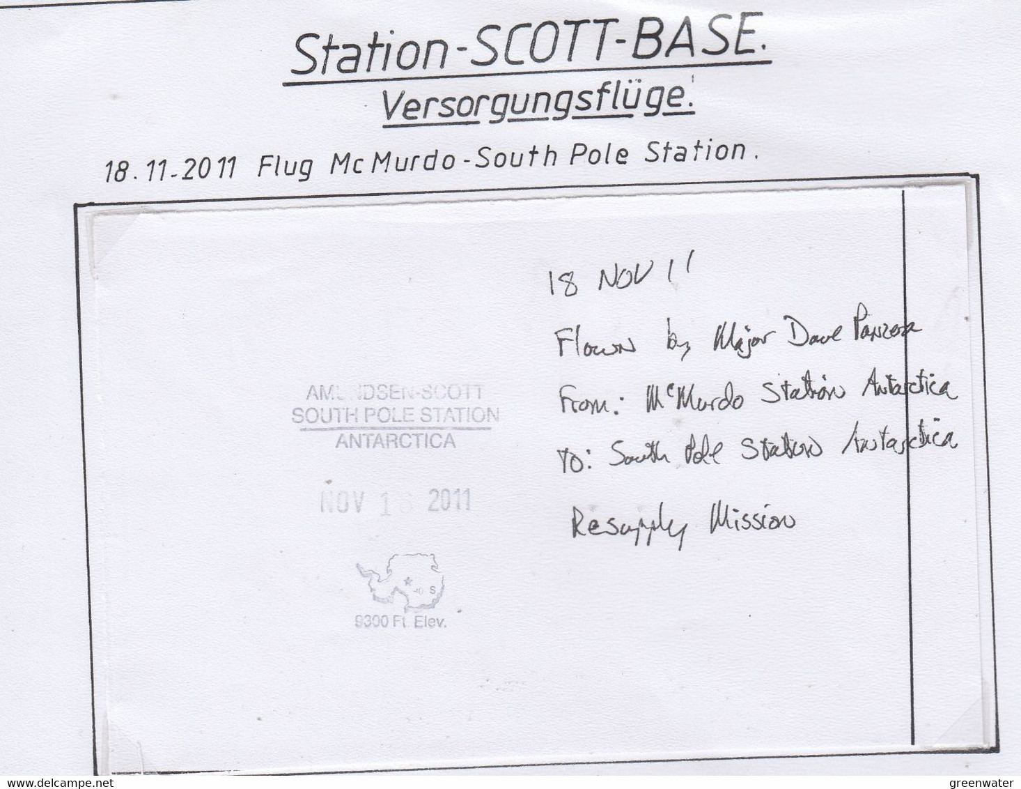 Ross Dependency 2022 Document  Flight McMurdo To South Pole Station Ca South Pole Station Nov 1 2011 (AF192B) - Vuelos Polares