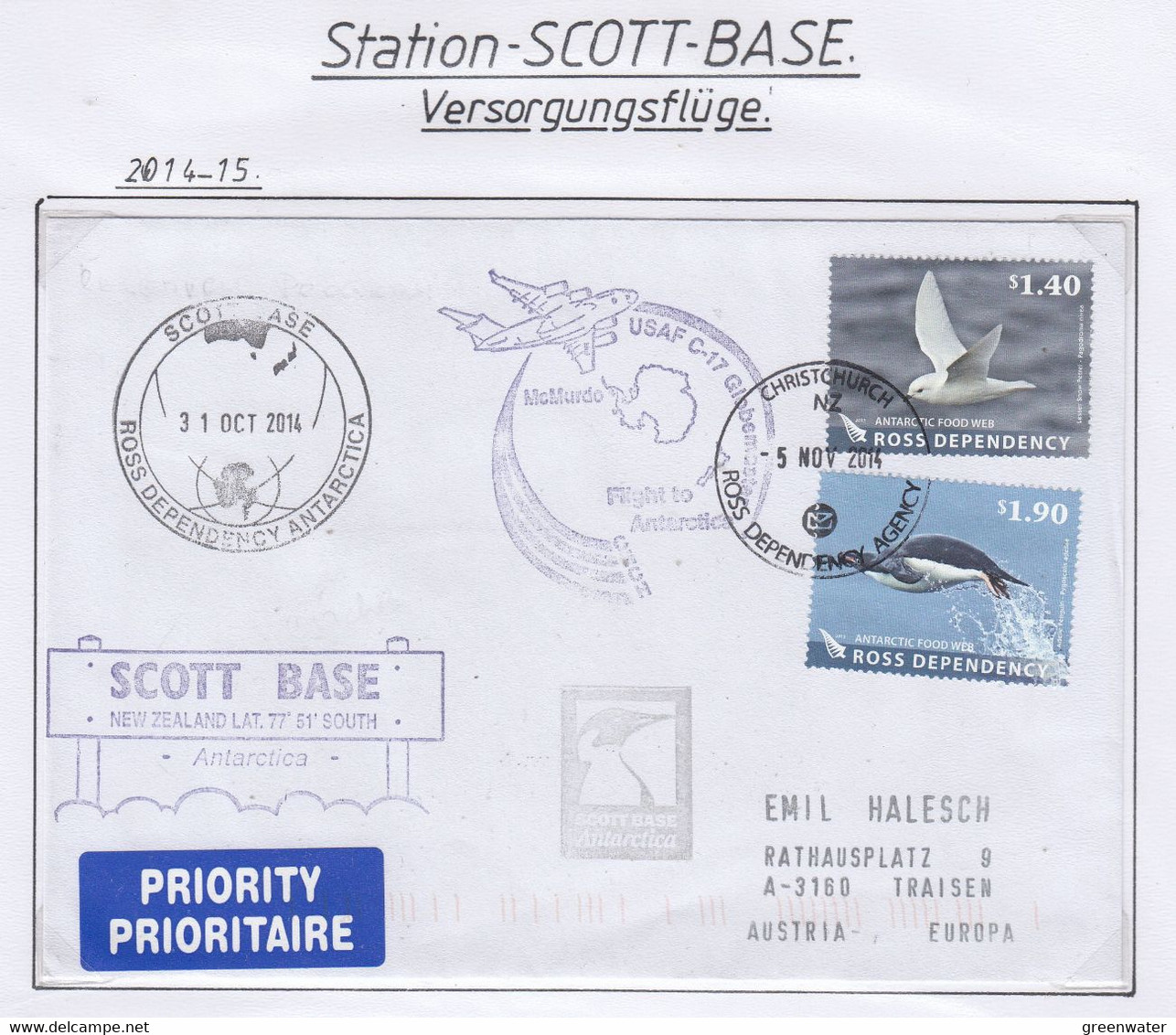 Ross Dependency Scott Base 2014 USAF Winfly  Ca Ross 5 NOV 2014  (AF194) - Vuelos Polares
