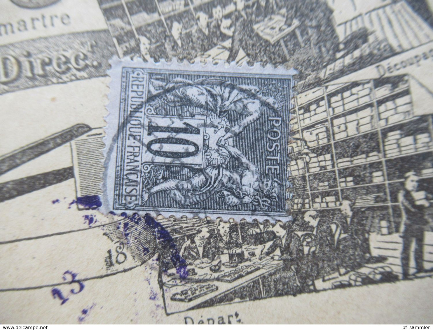 Frankreich 1899 Sage Dekorativer Umschlag Courrier De La Presse 21 Boulevard Montmatre Mit Violettem Stempel - 1898-1900 Sage (Tipo III)