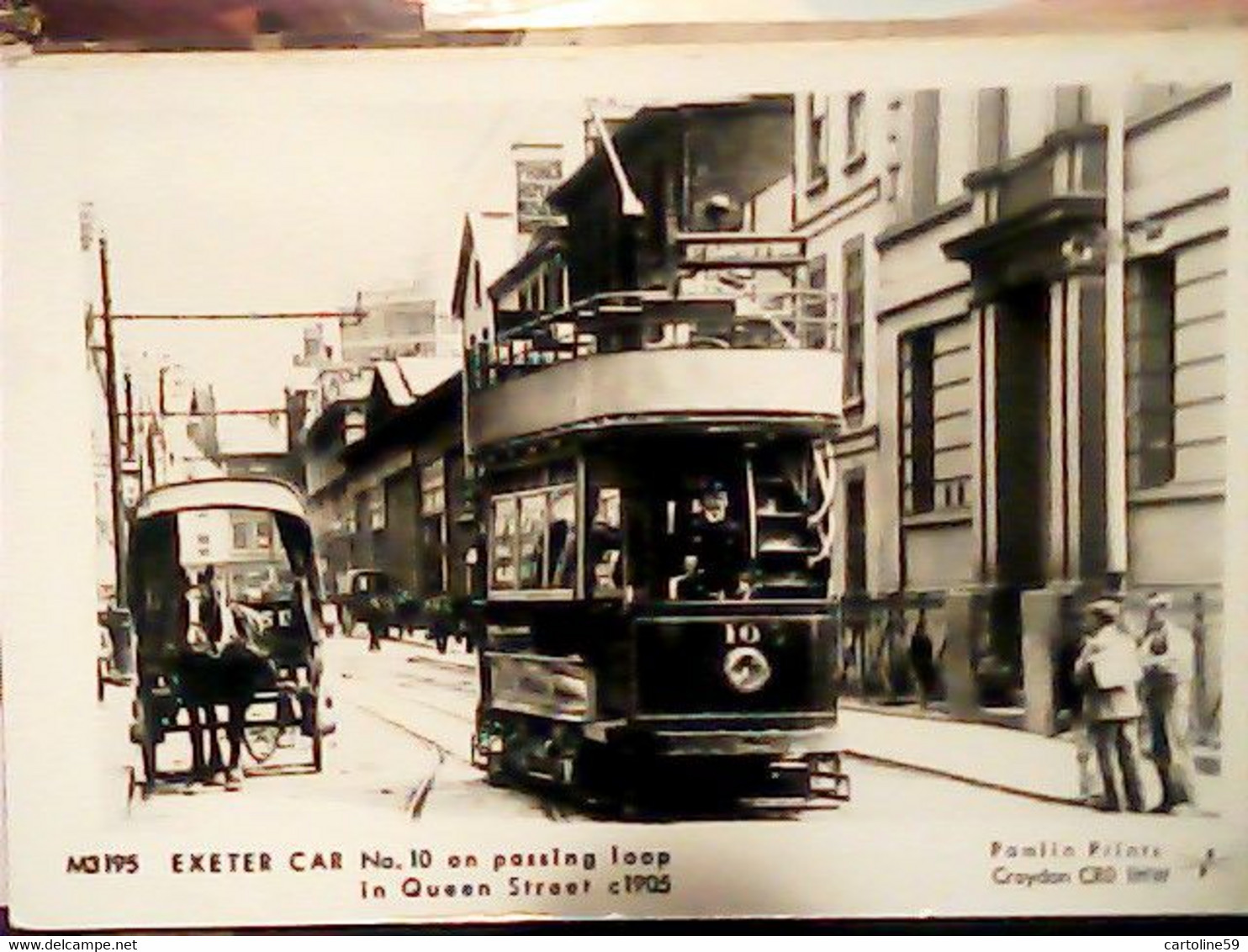 DEVON D-M - EXETER - No 10 (TRAM) ON PASSING LOOP IN QUEEN STREET RP - PAMLIN REPRO 1960 S1994  IO6255 - Exeter