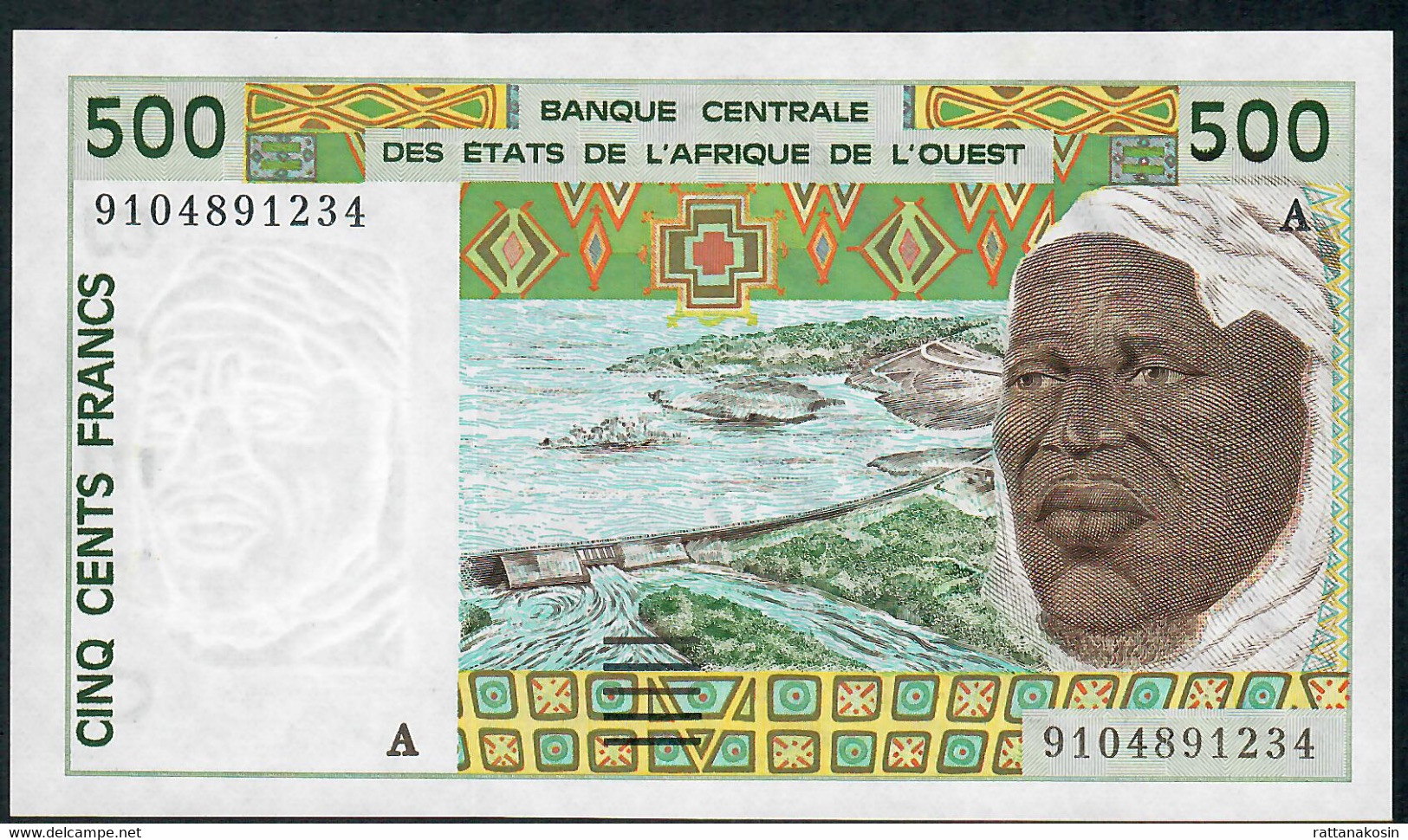 W.A.S. IVORY COAST P110Aa 500 FRANCS (19)91 1991 Signature 22  AU-UNC. - West African States