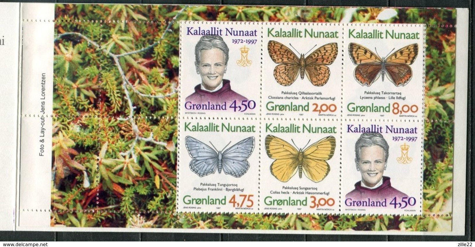 Grönland Mi# MH 5 Postfrisch MNH - Queen Margrethe + Fauna Butterfly - Carnets