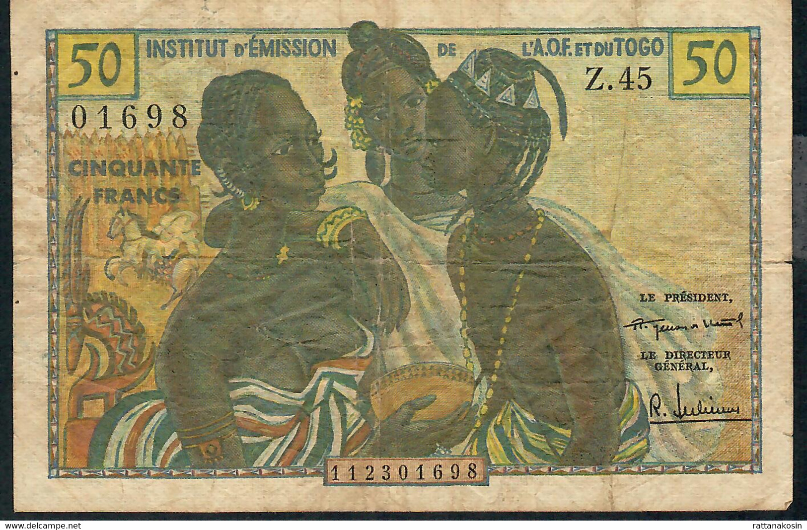 F.W.A.  AOF & TOGO FRENCH WEST AFRICA P45 50 FRANCS 1956   AVF - États D'Afrique De L'Ouest