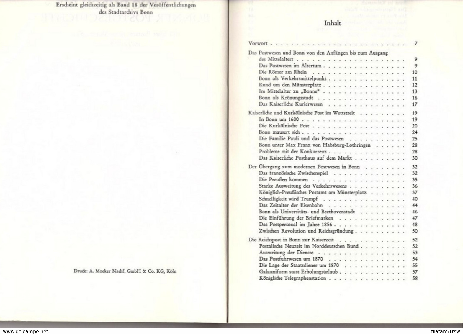 Oberpostdirektion Köln, Geschichte Und Gegenwart, Margot Eilers, Deutsche Postgeschichte Köln, 1977 - Filatelia E Historia De Correos