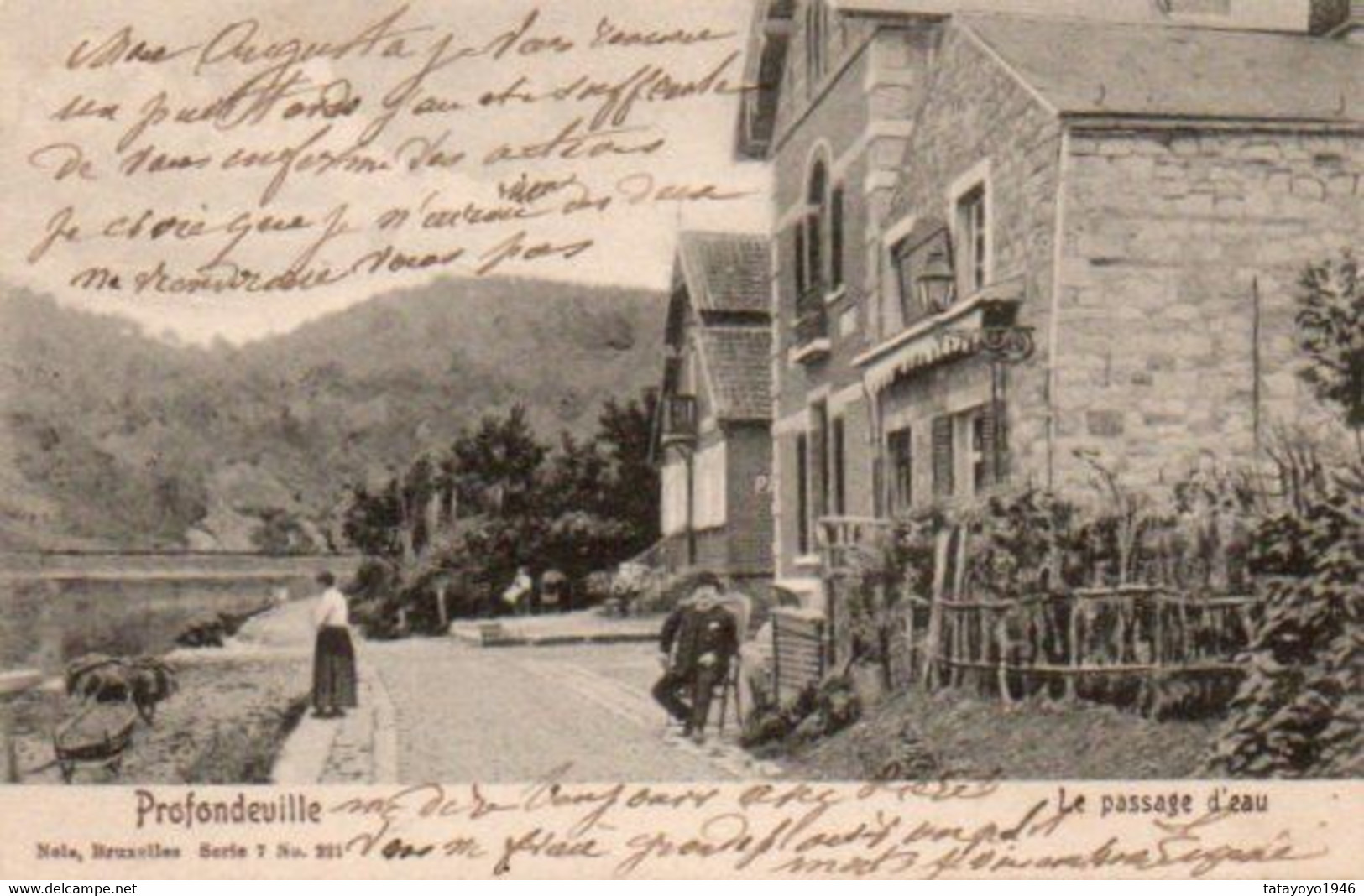 Profondeville  Le Passage D'eau Bien Animée Voyagé En 1907 - Profondeville