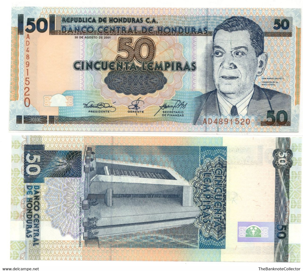 Honduras 50 Lempira Commemorative 2001 Issue P88 UNC - Honduras