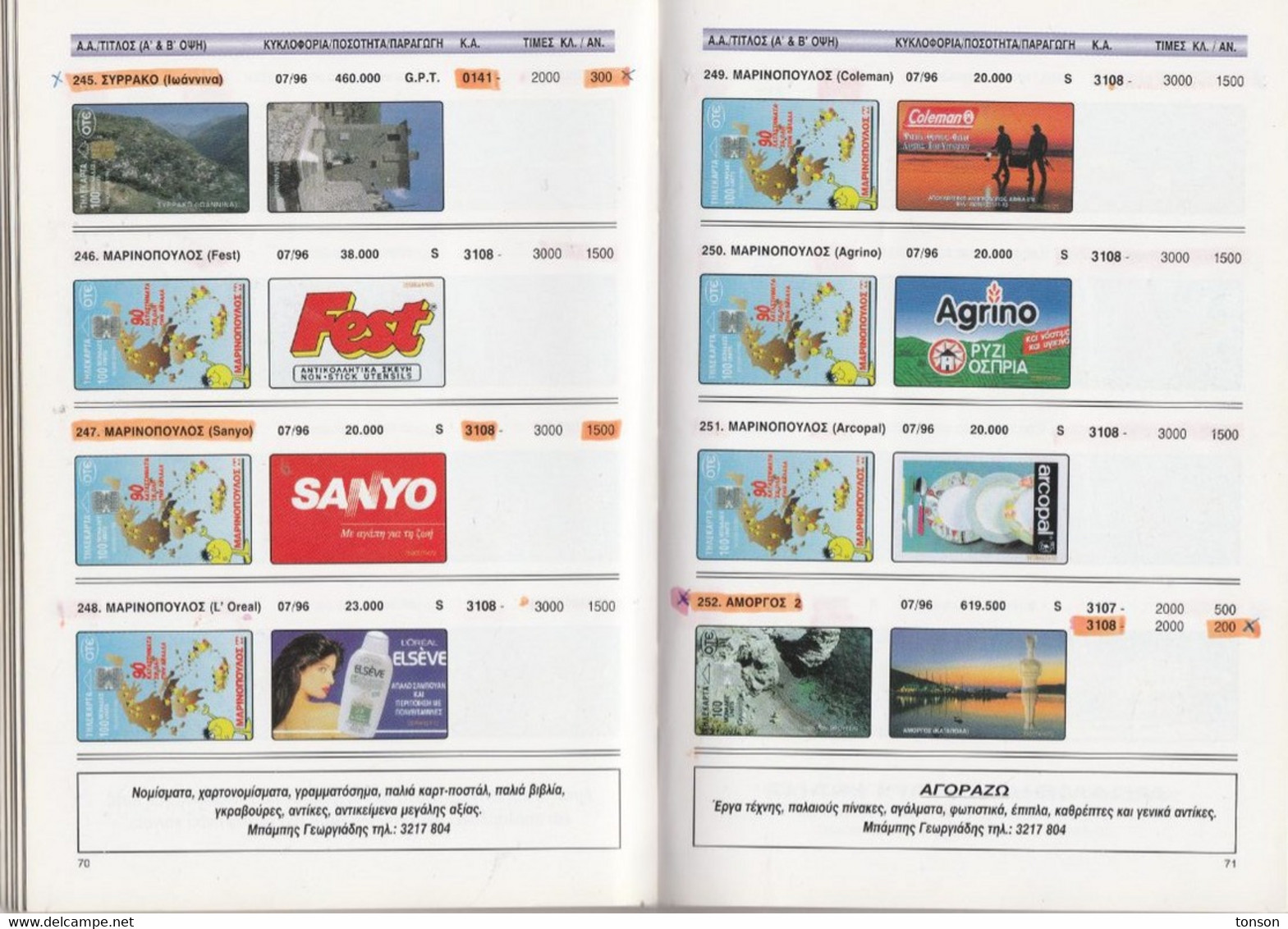 Catalogue Of Greek Phonecards,  1998, 5 Scans - Zubehör