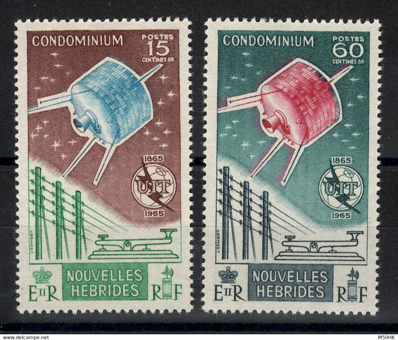 Nouvelles Hebrides - YV 211 & 212 N** Legende Française UIT Complete Cote 16,60 Euros - Ongebruikt