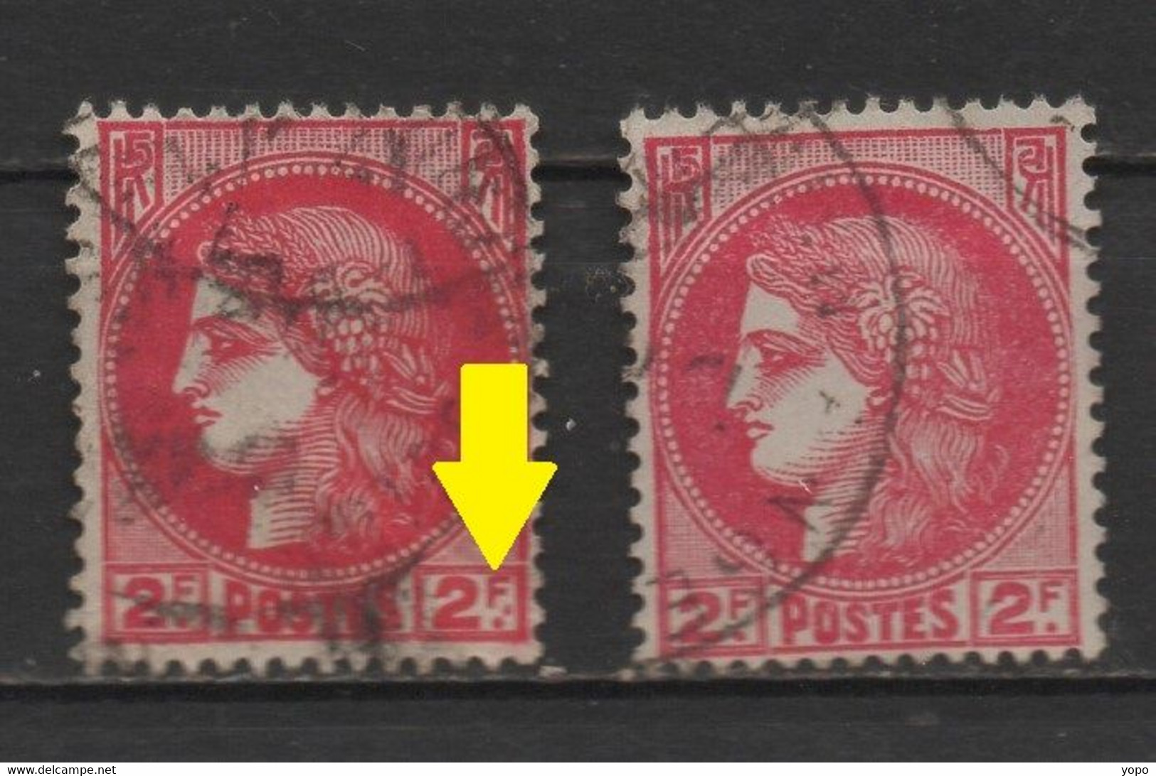 2 Timbres N° 373, Cérès , Dont L'un Avec Double Point Aprés Le 2 De F - Oblitérés