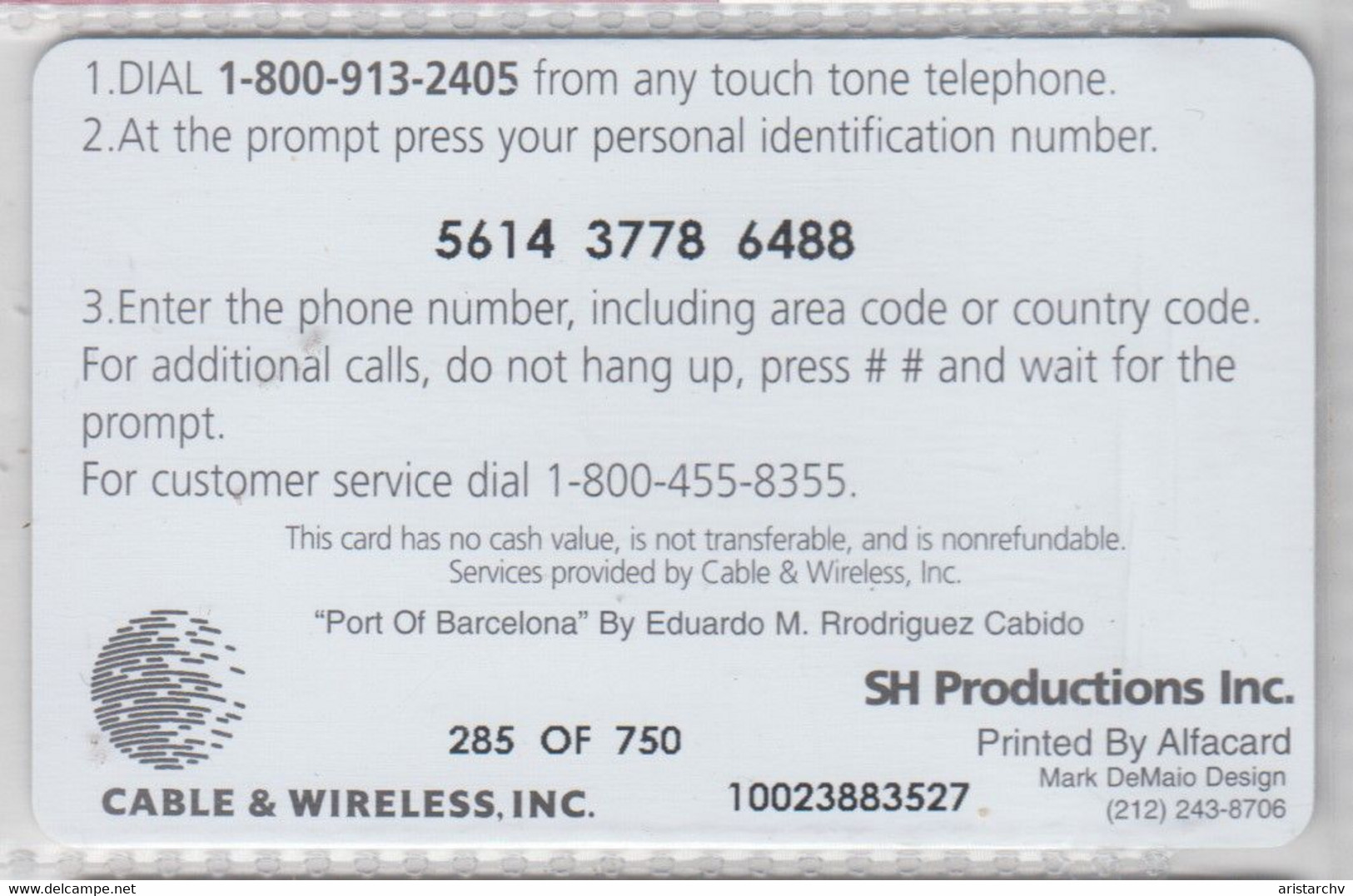 USA 1996 BARCELONA INTERNATIONAL PHONE CARD FAIR CABLE & WIRELESS INC - Magnetische Kaarten