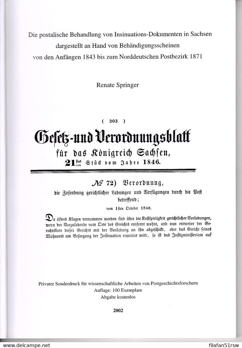 Insiunationsdokumente In Sachsen,Königlich Sächsische Post, Behändigungsscheine 1843 Bis 1871, - Filatelia E Storia Postale
