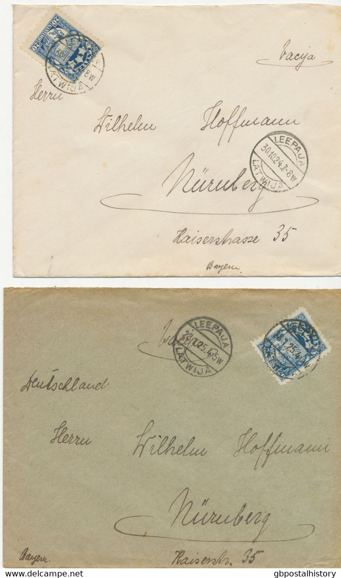 LETTLAND 1924/5, Wappen 10 S. Karmin (2x) MeF, 20 S. Blau EF (2 Stück: Farbnunancen), 25 S. Ultramarin EF (2 Stück: Farb - Lettonie