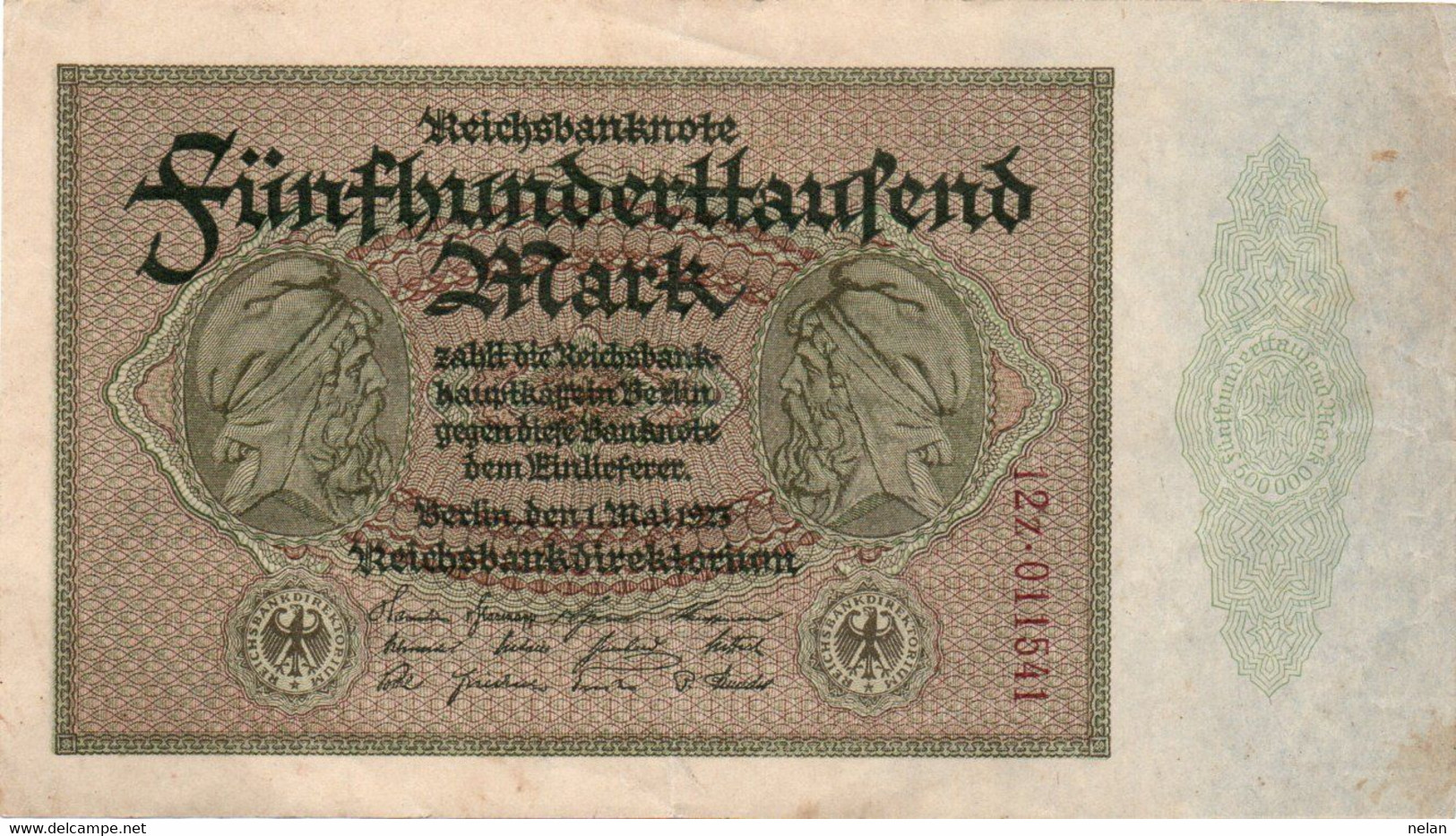 GERMANY- 500000 MARK 1923 -  Wor:P-88b.5, Ros:R-87g   XF+ - 500000 Mark