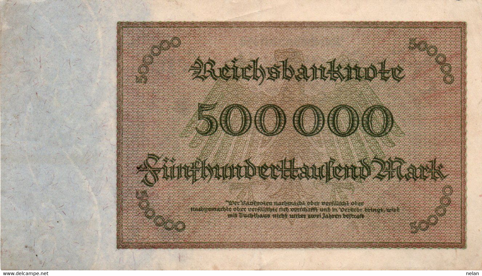 GERMANY- 500000 MARK 1923 -  Wor:P-88b.5, Ros:R-87g   XF+ - 500.000 Mark