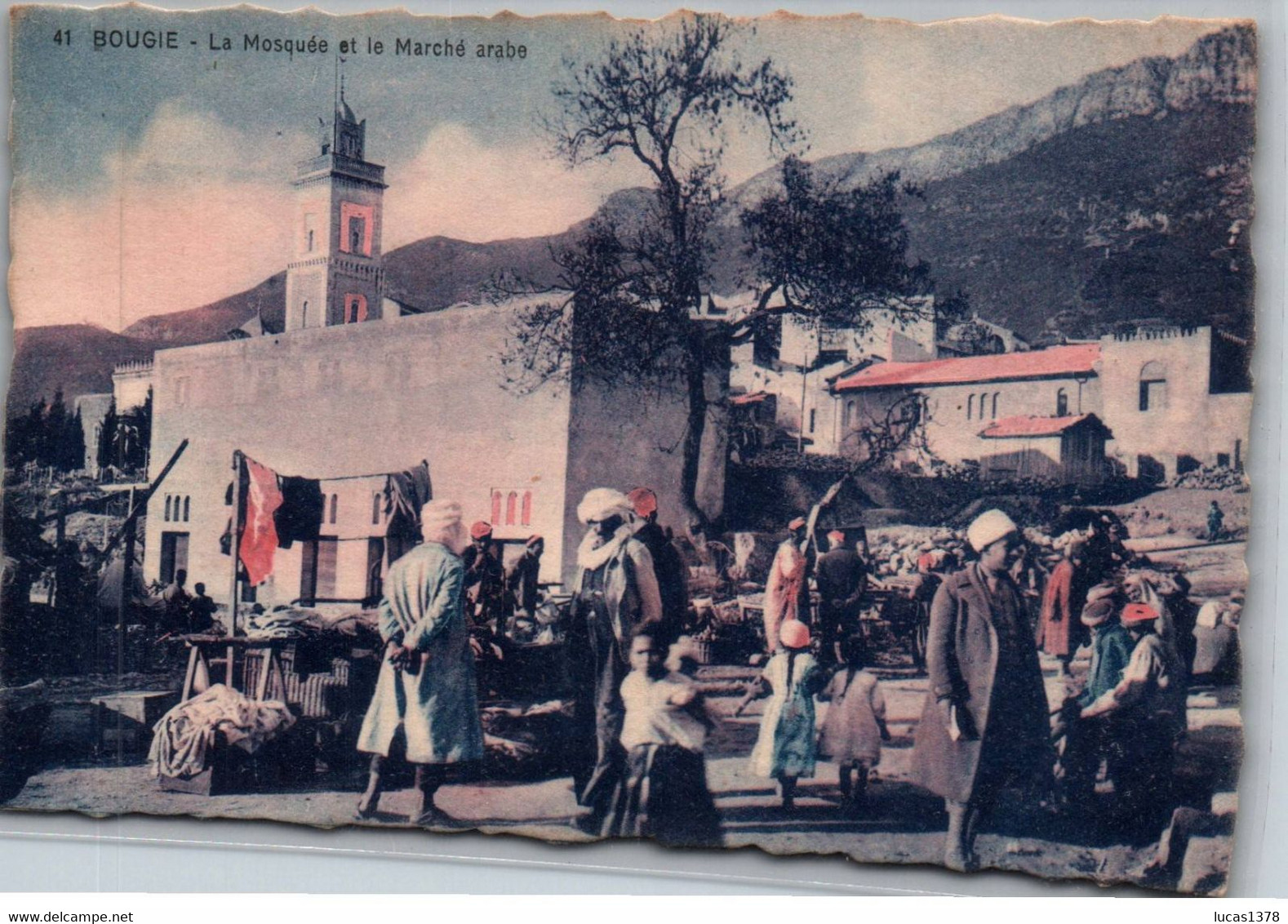 BOUGIE / LA MOSQUEE ET LE MARCHE ARABE / JOLIE CARTE COLORISEE - Bejaia (Bougie)