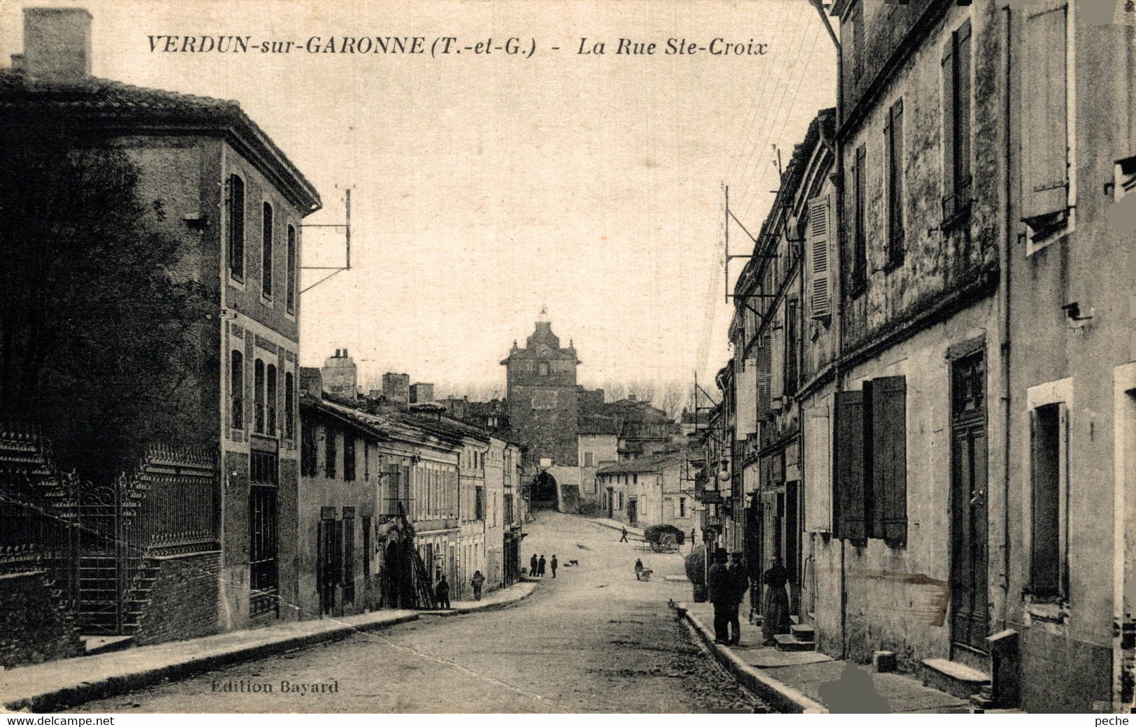 N°90588 -cpa Verdun Sur Garonne -la Rue Ste Croix- - Verdun Sur Garonne