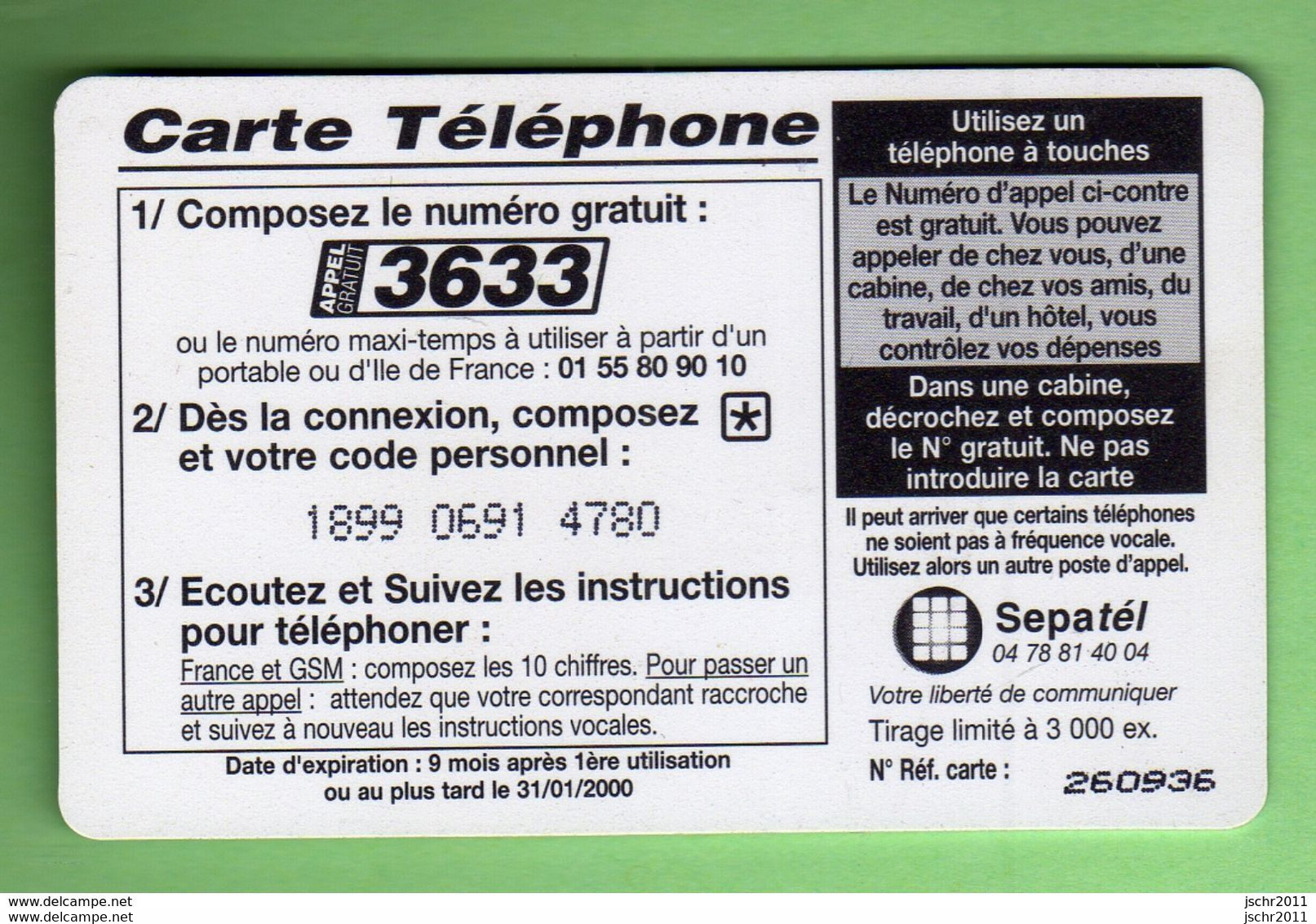 TELECARTE PREPAYEE N°0021 *** 100F *** FOOT *** Tirage 3000ex *** (A500-P3) - Other & Unclassified