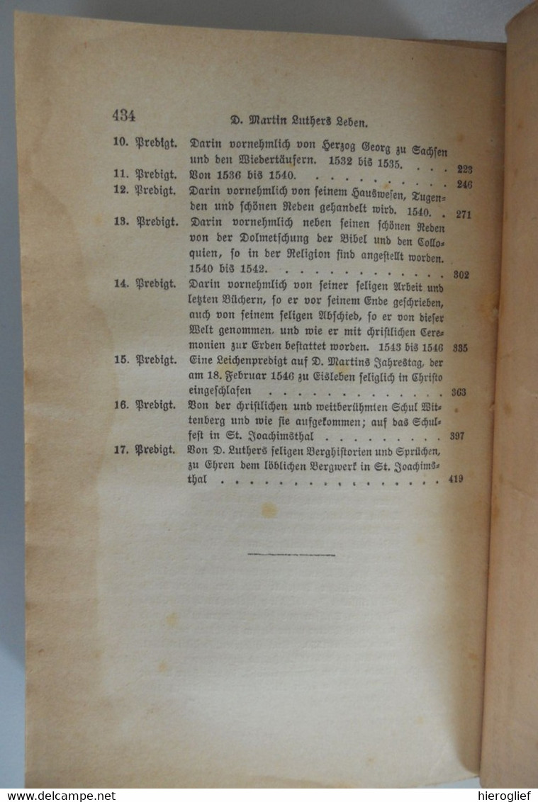 MARTIN LUTHERS LEBEN in fiebzehn Predigten Johann Mathefius / luther