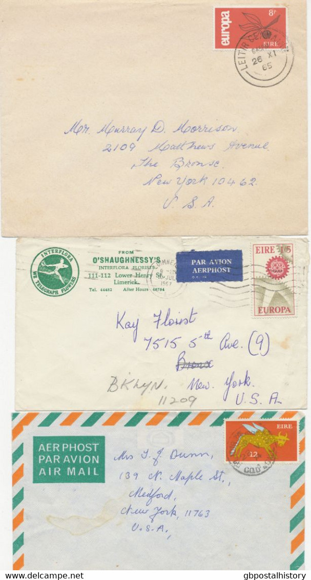 IRELAND 1952/74 9 Different Almost All Airmail Covers Partly With Good Postage Stamps All To USA – Also Usefull Postmark - Airmail