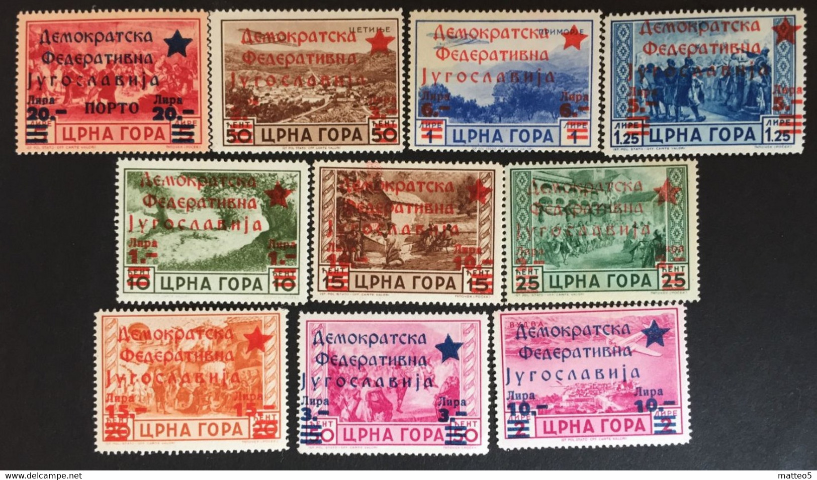 1945 -  Montenegro - Jugoslavia - Soprastampa - Liberation Issue - Overprint Occupation - 10 Stamps - New- - Montenegro