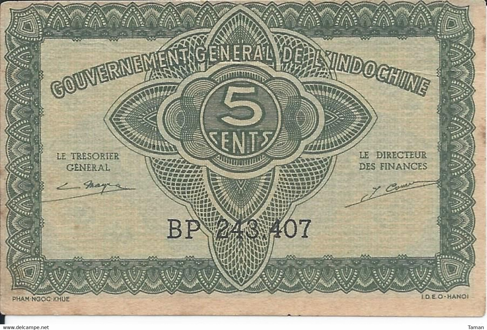 INDOCHINE  -  Lot De 3 Billets  -  5 Cents Nd(1942)  -- - Indochina