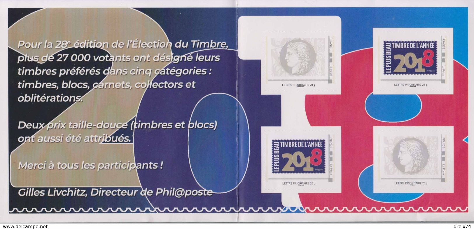 FRANCE // ADHESIFS Carnet 4 Timbres Collector // élection Du Timbre 2018 NEUF - Autres & Non Classés