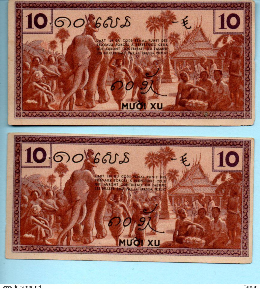 INDOCHINE     -   Lot De 2 Billets  De   10 Cents   Nd(1939)      -- UNC --   Numéros Consécutifs - Indochina