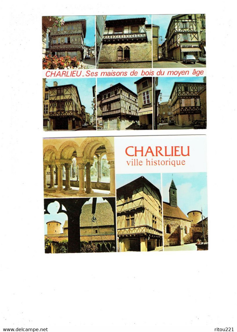 Lot 2 Cpm - 42 - Charlieu - Multivues - Maisons De Bois - - Charlieu