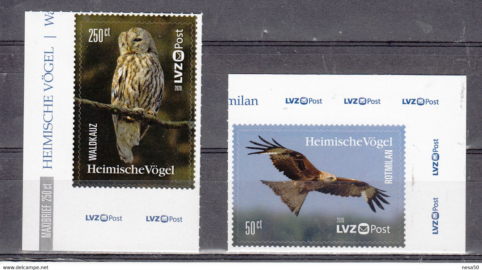 Duitsland Leipzig LVZ Post Inheemse Vogels: Bruine Uil, Owl + Rode Wouw, - Owls