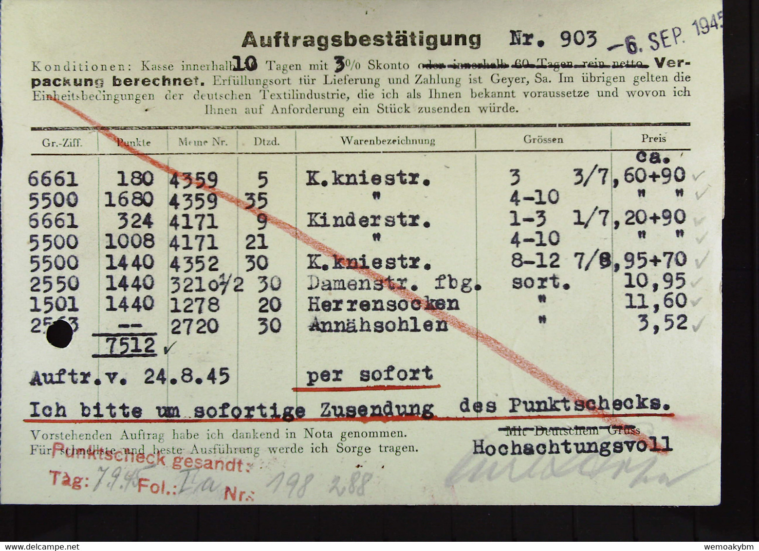 Lokal/Bar: Fern-Karte Aus GEYER (ERZGEB) Vom 30.8.45 Mit Rotem Rund- Stpl. "BEZAHLT" Nach Magdeburg - Covers & Documents