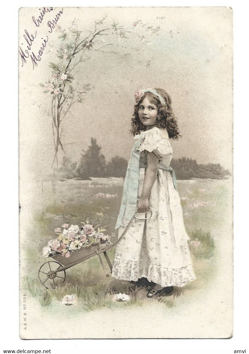 22-3 - 527 Jeune Fille Avec Une Brouette Remplie De Fleurs 1906  A ET M B 388 - Szenen & Landschaften