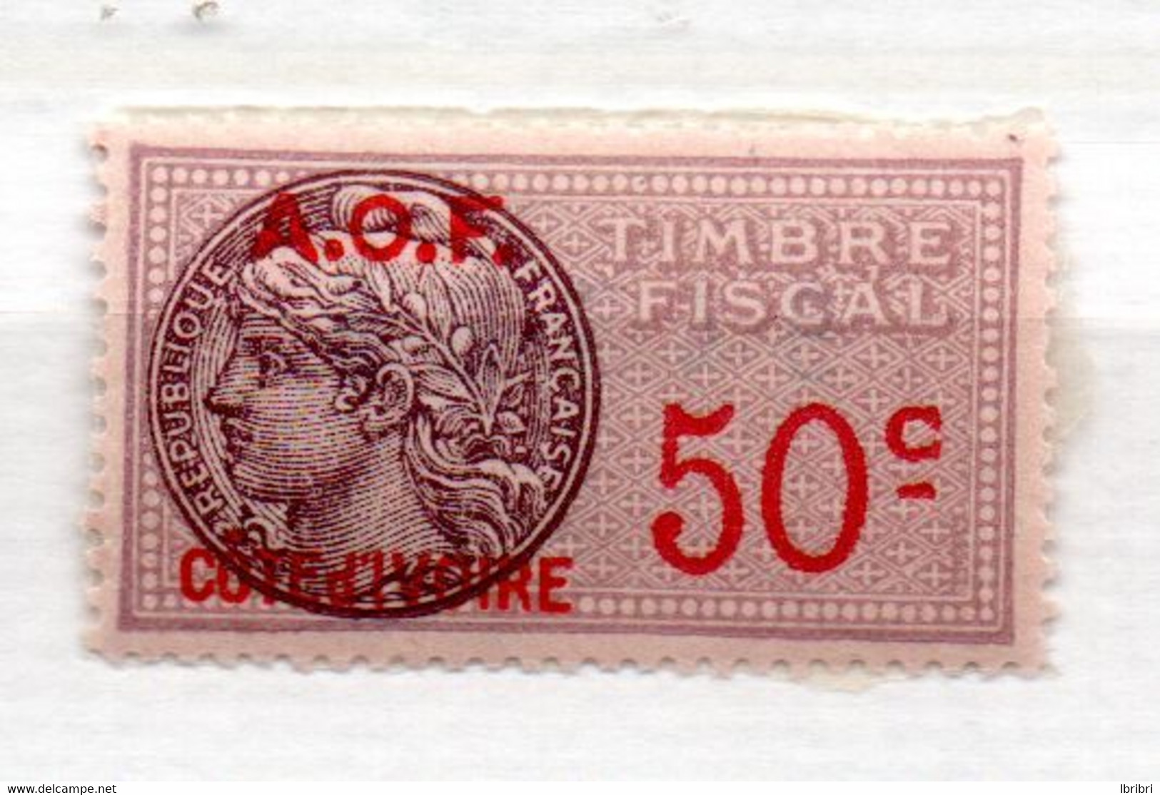 A.O.F.COTE D'IVOIRE 150C LILAS TIMBRE FISCAL GOMME PARTIELLE - Unused Stamps