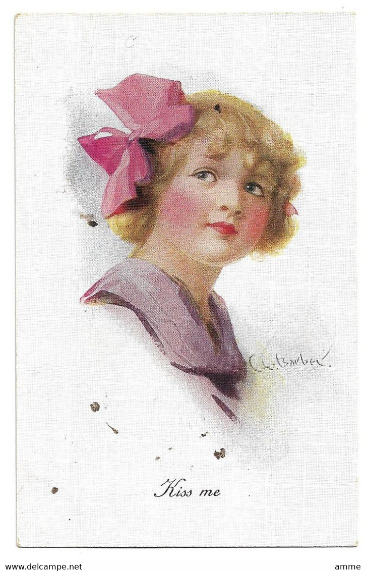 Vintage Postcard Court Barber  *  Kiss Me  (Girl - Fille) - Barber, Court