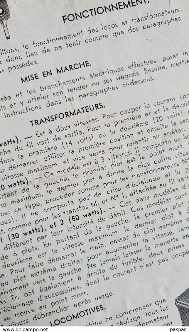 Notice Trains HORNBY MECCANO - Instructions Pour Trains électriques 20 Volts - Feuillet De 4 Pages - Littérature & DVD