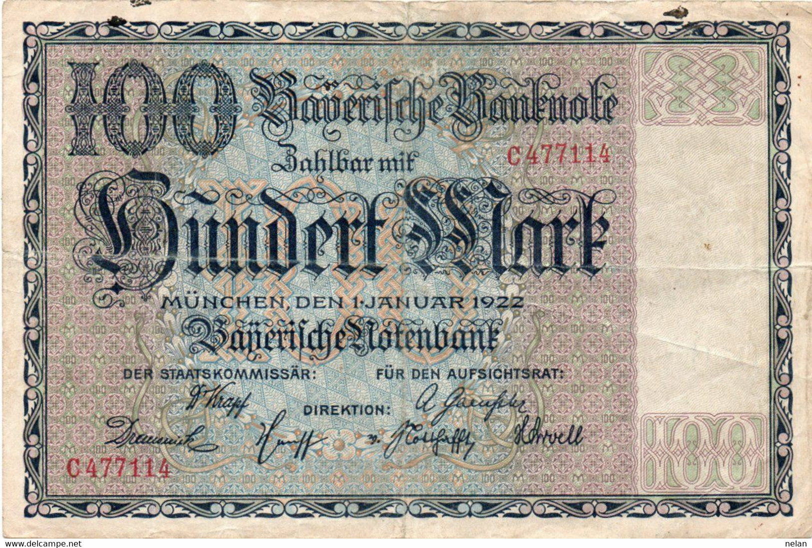 GERMANIA 100 MARK 1922-Bayerische Notenbank--P-S923  Circ. - Ohne Zuordnung