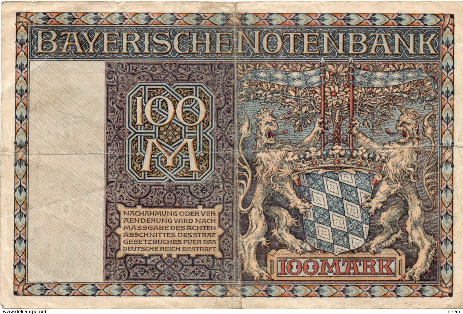 GERMANIA 100 MARK 1922-Bayerische Notenbank--P-S923  Circ. - Ohne Zuordnung