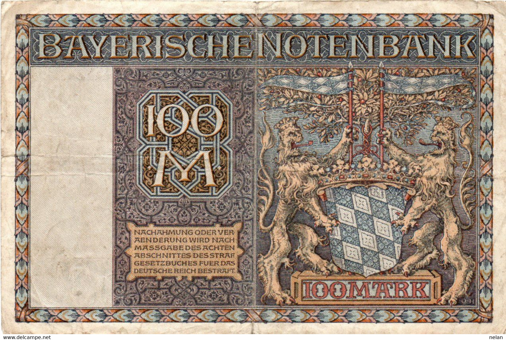 GERMANIA 100 MARK 1922-Bayerische Notenbank--P-S923  Circ. - Ohne Zuordnung