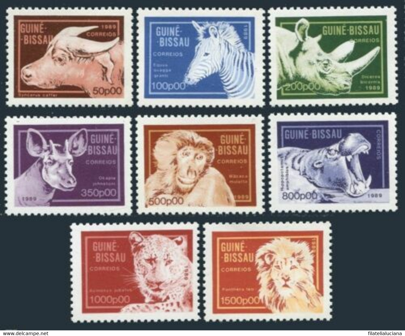 Guinea Bissau 857-864,MNH.Michel 1096-1103. 1989.Okapia,Macaca,Hippopotamus, - Chimpanzés