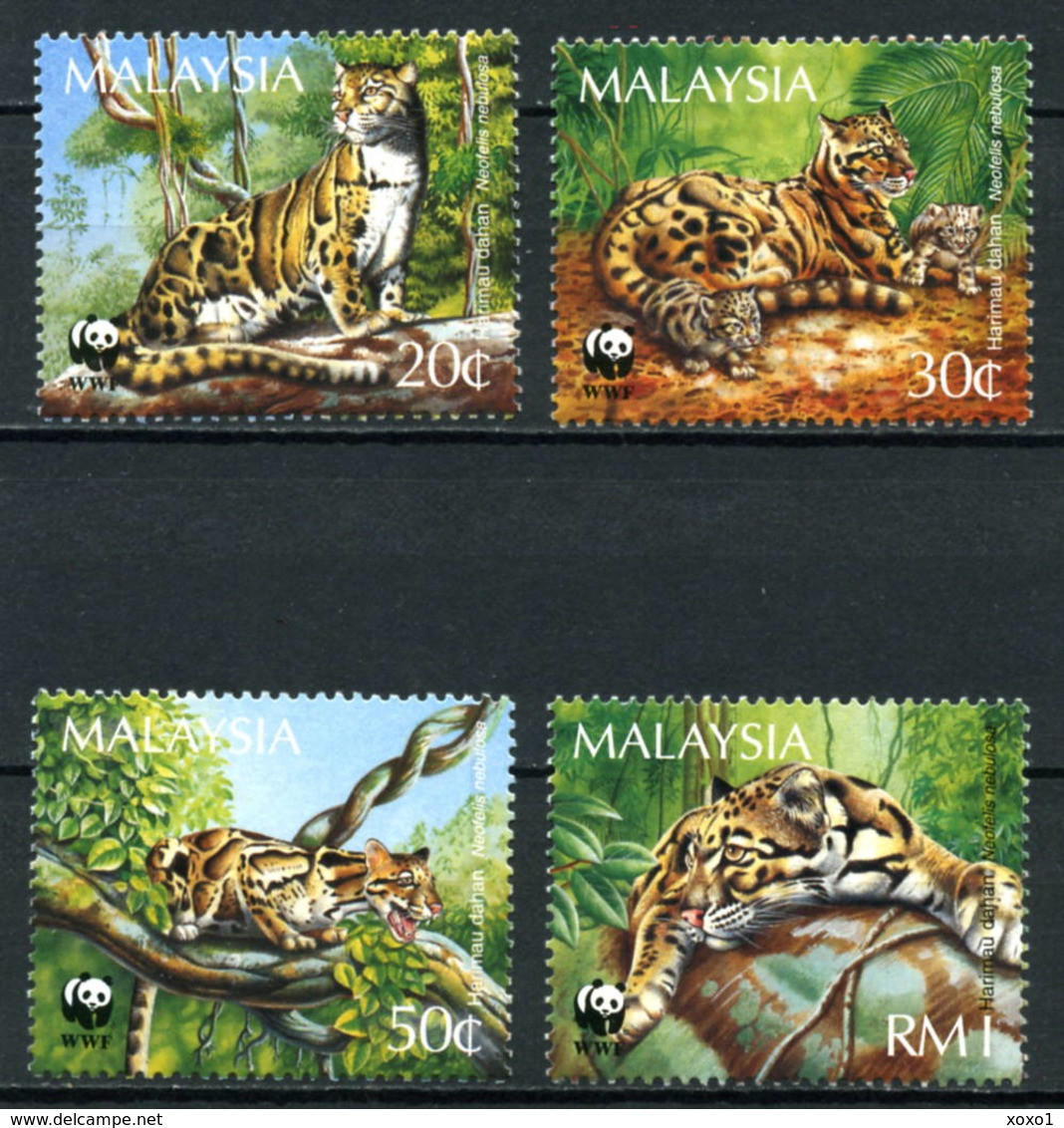 Malaysia 1995 MiNr. 557 - 560 WWF ANIMALS Big Cats Clouded Leopard 4v MNH** 5.50 € - Malasia (1964-...)