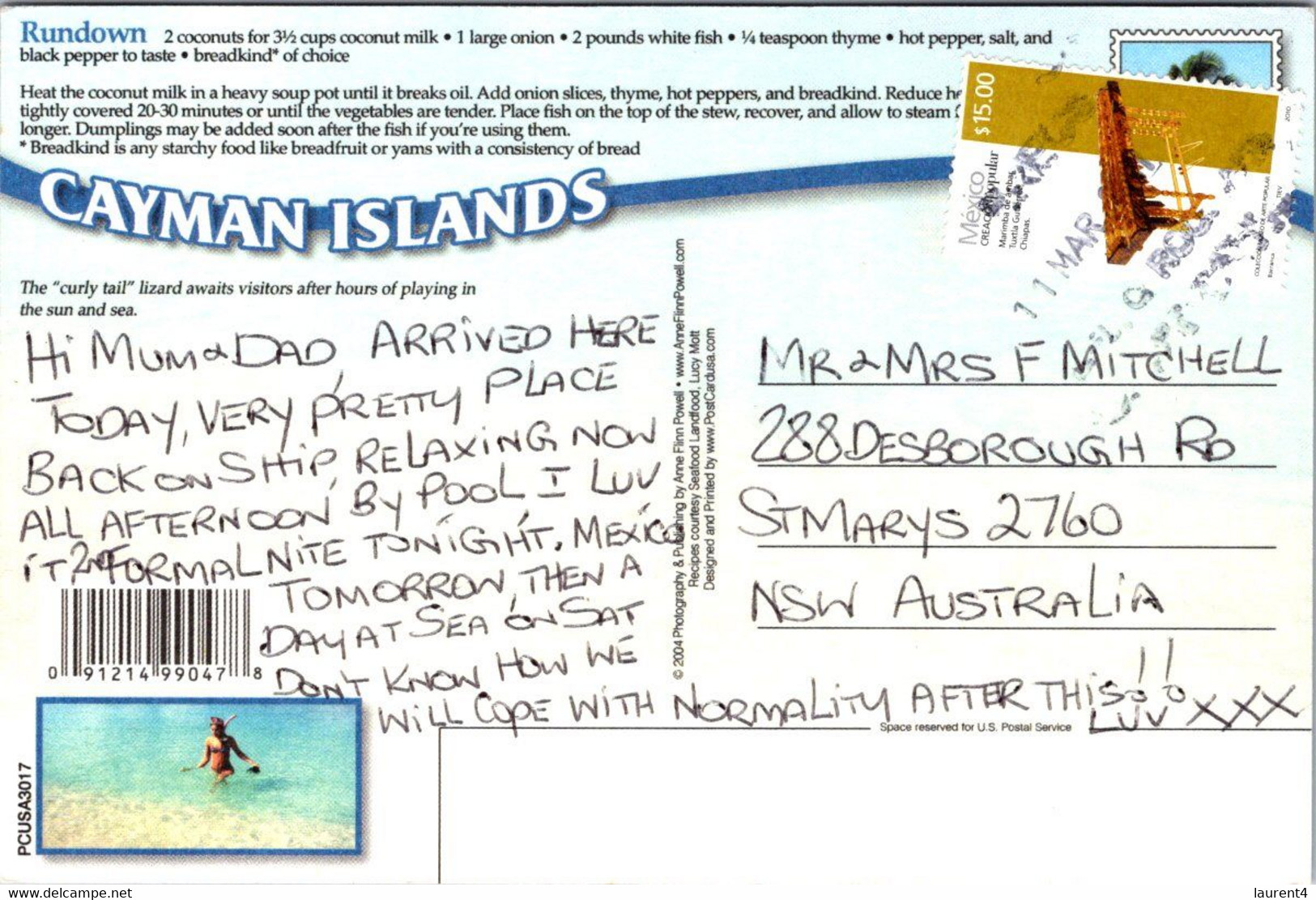 (3 G 15) Cayman Islands (posted To Australia From Mexico) - Kaimaninseln