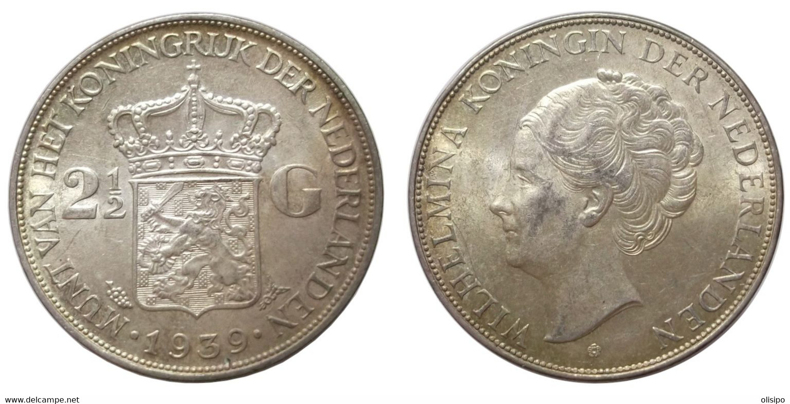 2-1/2 Gulden 1939 (Netherlands) Silver - 2 1/2 Gulden