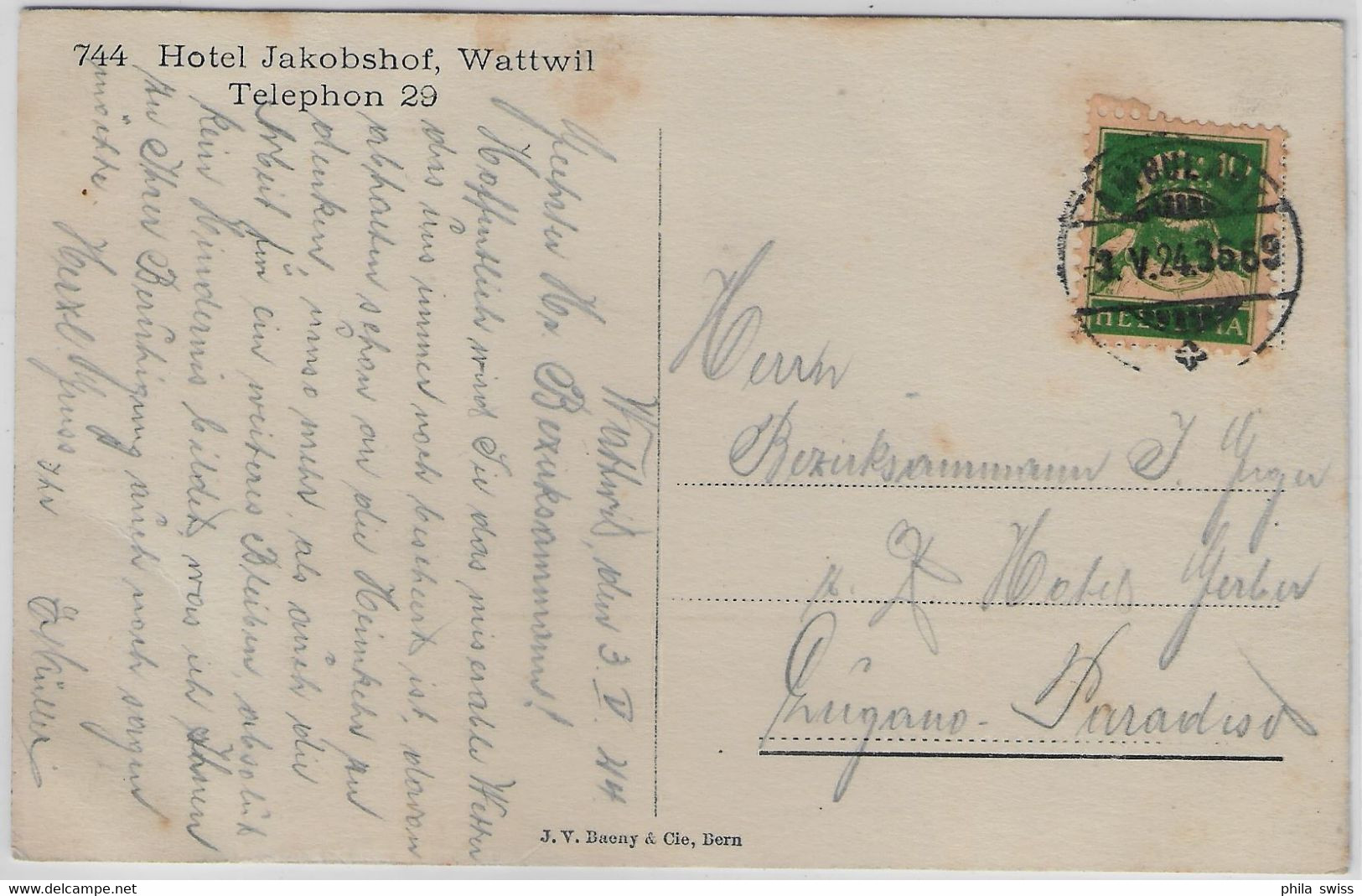 Wattwil - Hotel Jakobshof - Tel. 29 - Wattwil