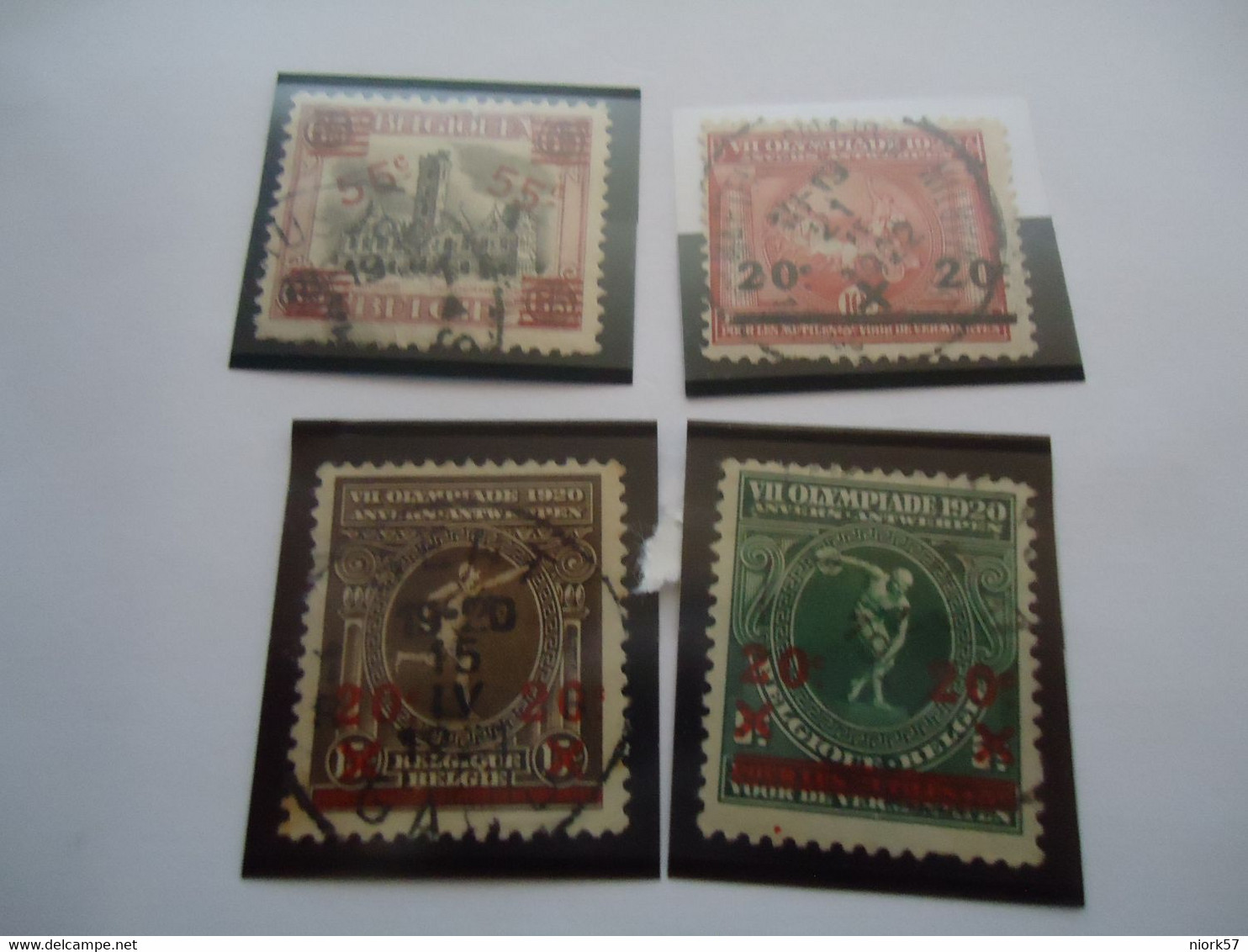 BELGIUM  4 USED STAMPS OLYMPIC GAMES 1920  OVERBRINT  WITH POSTMARKS - Summer 1920: Antwerp