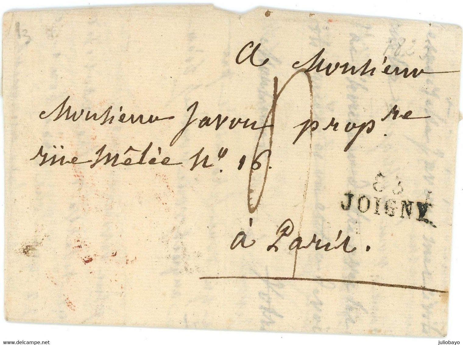 10 DECEMBRE 1823 Lac De 83 JOIGNY Vers Paris - 1801-1848: Precursors XIX