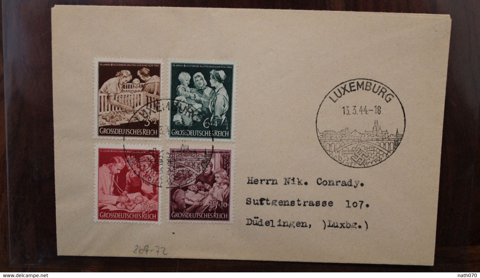 LUXEMBURG 1944 Dudelingen Cover Luxembourg Besetzung Occupation - 1940-1944 German Occupation
