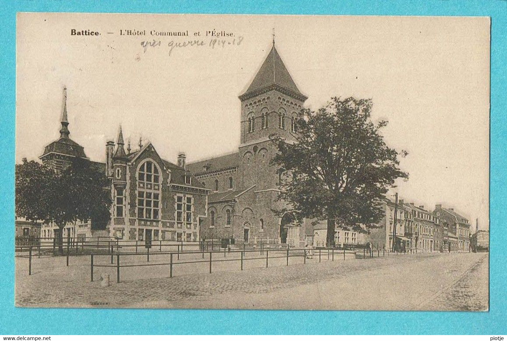 * Battice - Herve (Liège - La Wallonie) * (Phototypie Desaix) Hotel Communal Et L'église, Après Guerre, Old, Rare - Herve