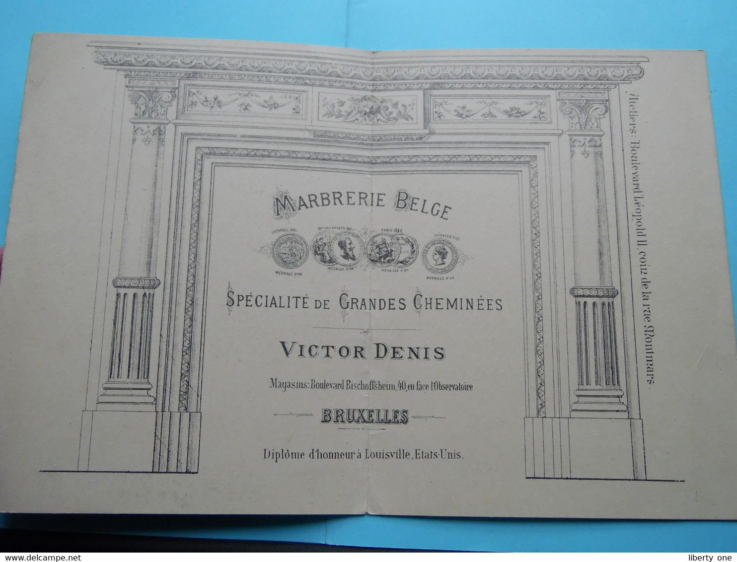 MARBRERIE BELGE Specialité De Grande Cheminées - VICTOR DENIS > Bruxelles ( Diplome D'honneur LOUISVILLE ) ! - Werbung