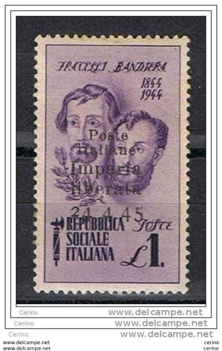 C.L.N.  IMPERIA:  1944  F.LLI  BANDIERA  -  £. 1  VIOLETTO  L. -  SASS. 14 - Comité De Libération Nationale (CLN)