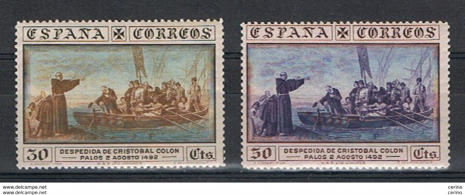 SPAGNA:  1930  PARTENZA  DA  PALOS  -  2  VAL. N.  -  YV/TELL. 451 + 453 - Nuevos