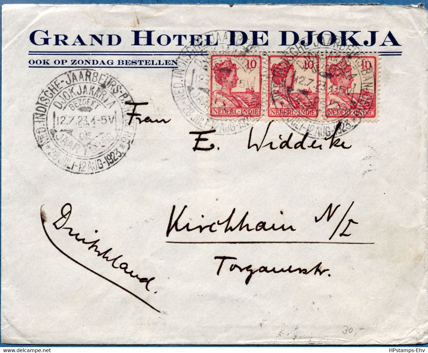 Netherlands Indies 1923 2nd Weight Letter With Indische Jaarbeurs Djokjakarta Cancel To Germany Franked 30 C  2203.0566 - Netherlands Indies